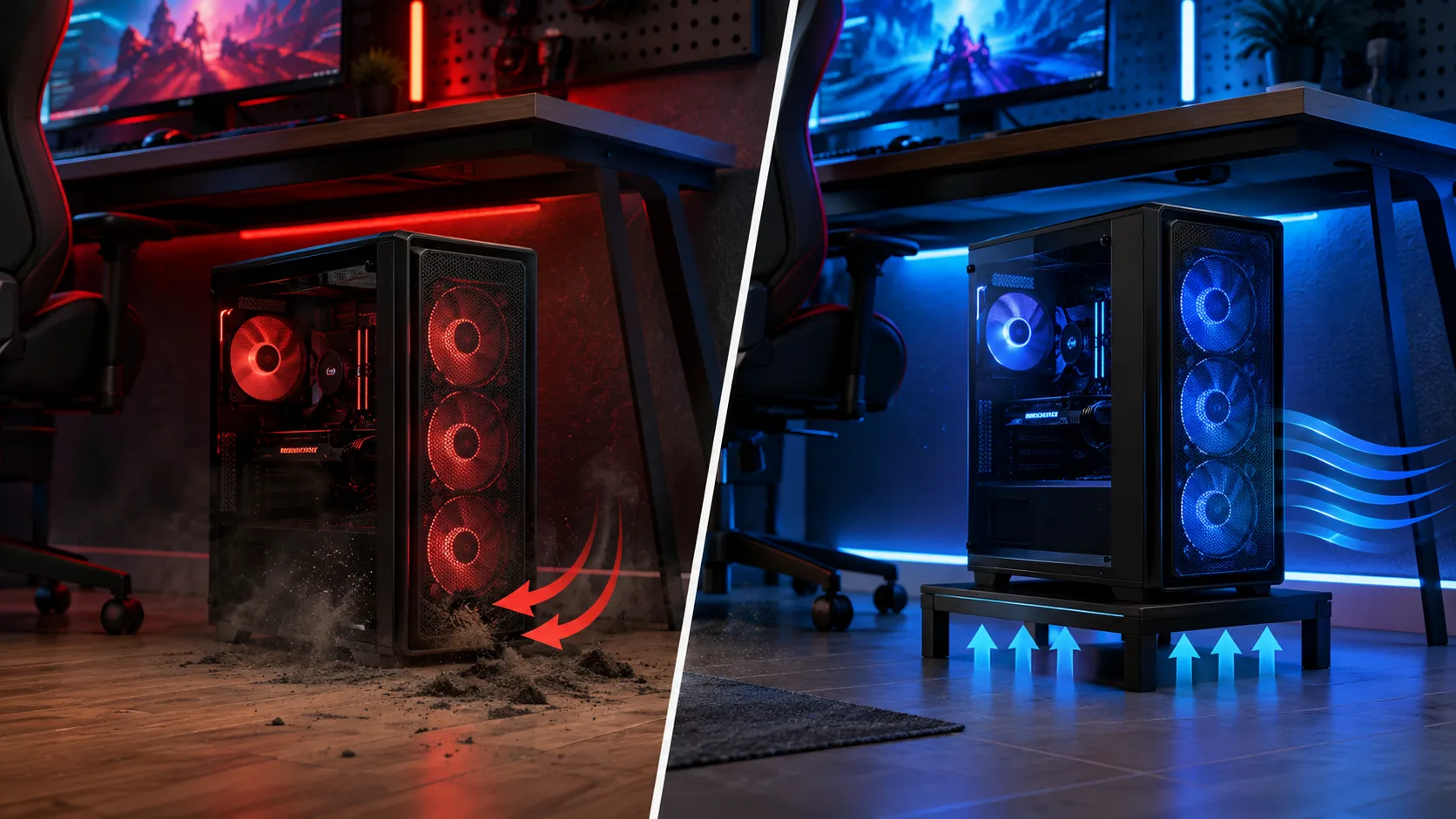 ゲーミングPCの置き場所｜床から10cm浮かせるだけで寿命が変わります【2026年8月】